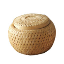 Natural Round Bamboo Tea Box Candy Dried Foods Jar Container Storage M