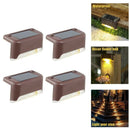 4Pcs Solar Powered LED Deck Lights Outdoor Path Garden Stairs Step Fence LamC4P1