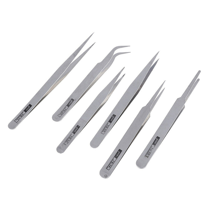 6Pcs all purpose precision tweezer set stainless steel anti static tool ki Ew