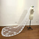 One Layer Tulle 3 Meters Long Wedding Veil Bridal Veils White Lace Edge wit
