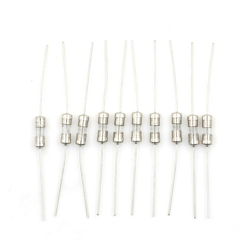10pcs Glass Tube Fuse Axial Leads 3.6*10mm 2A Slow Blow Ew