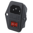 Black Plastic Housing AC 250V 15A 3 P C14 Power Socket w Rocker Switch B6X5