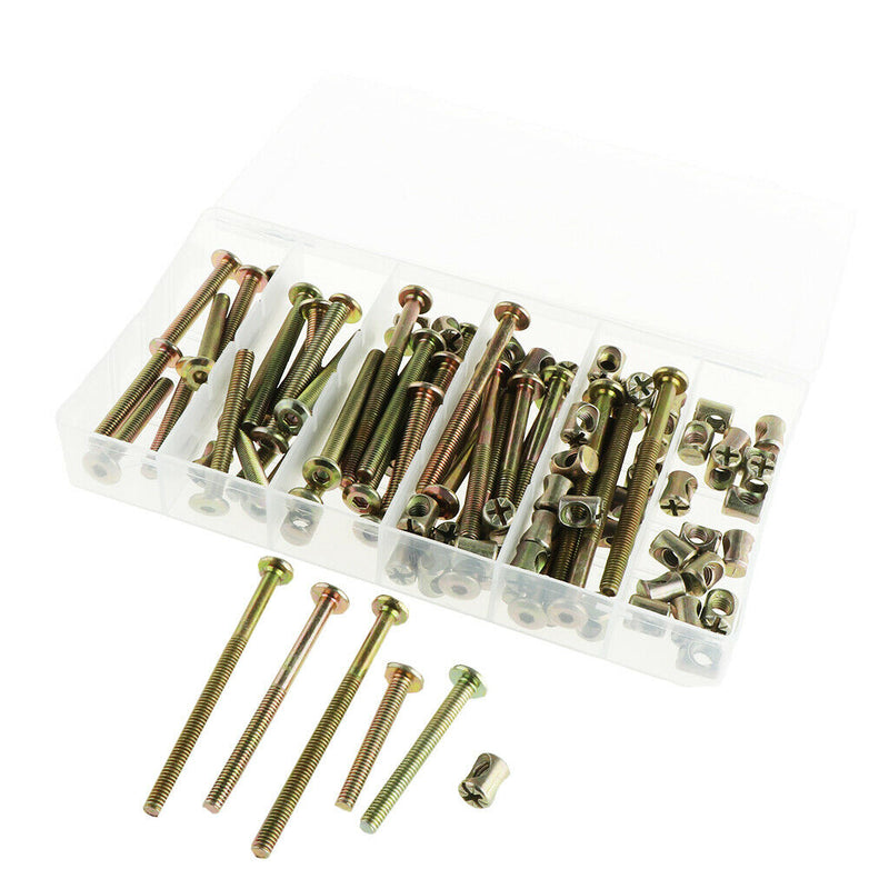 100pcs Bolts Nuts Kit, M6 Hex Socket Head Cap Screws Nuts W/Case