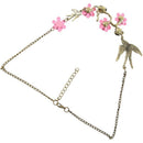 Swallow Flowers Crystal Pendant Chain Fashion Elegant Gorgeous Necklace