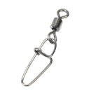 100Pcs Stainless Steel Rolling Swivels With Hooked Snap Links Fishing Tackle