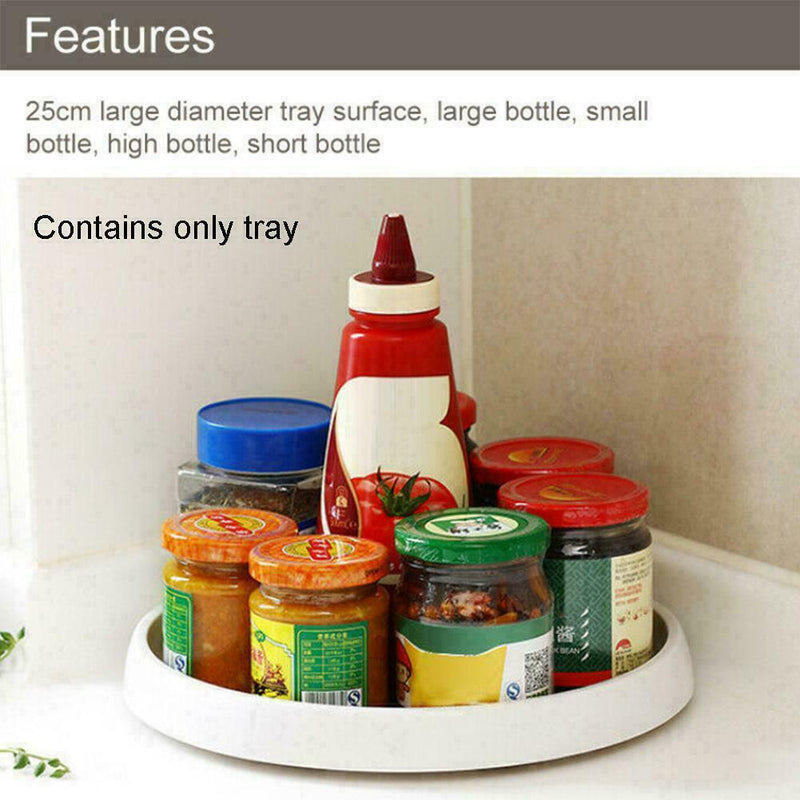 1* Round Rotating Tray Spice Rack Kitchen Revolving Storage Organize Rack J9E1