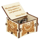 Retro White Hand Cranked Music Box Wood Kids Child Birthday Gift Home Decor