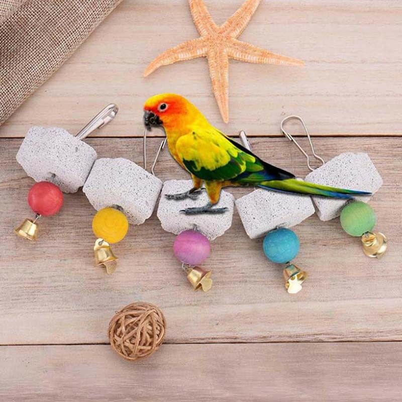 Pet birds parrot mouth grinding stone molars stone hanging string chewing J&M