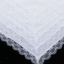 5pcs Lady Cotton Handkerchiefs Lace Trim White Hanky Kerchief  Square
