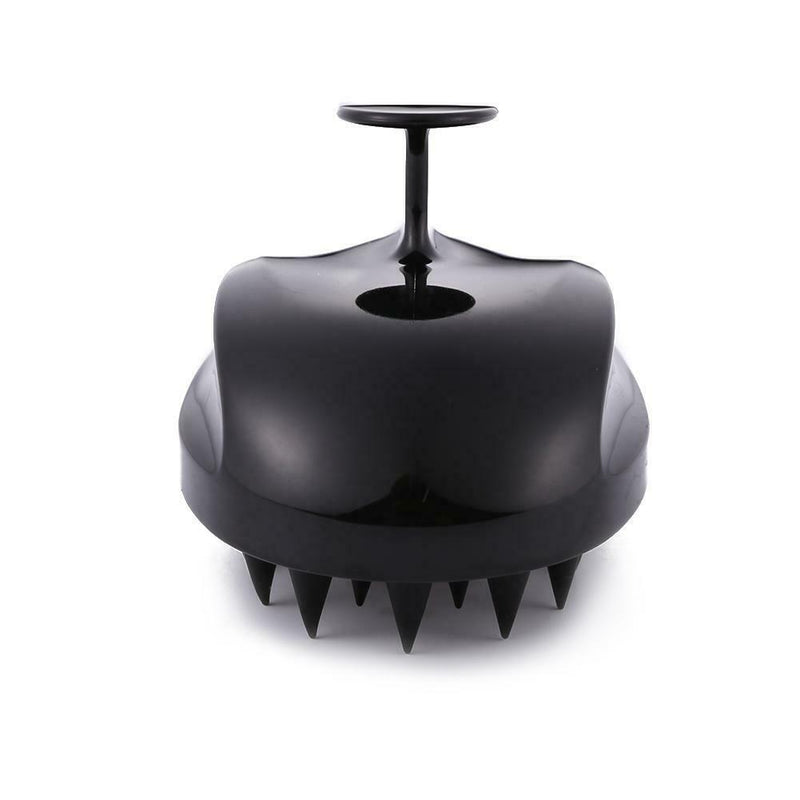 Silicone Shampoo Scalp Massage Brush Bath Body Hair Washing Comb (Black)