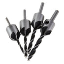 4Pcs HSS 5 Flute Countersink Drill Bit Set Screw Woodworking Chamfer Tool