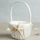 Wedding Beach Themed Ivory Flower Girl Basket With Sea Star And Seashell