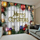 Cute Christmas Ball Waterproof Living Room Bedroom Window Drapes 2 Panel Set