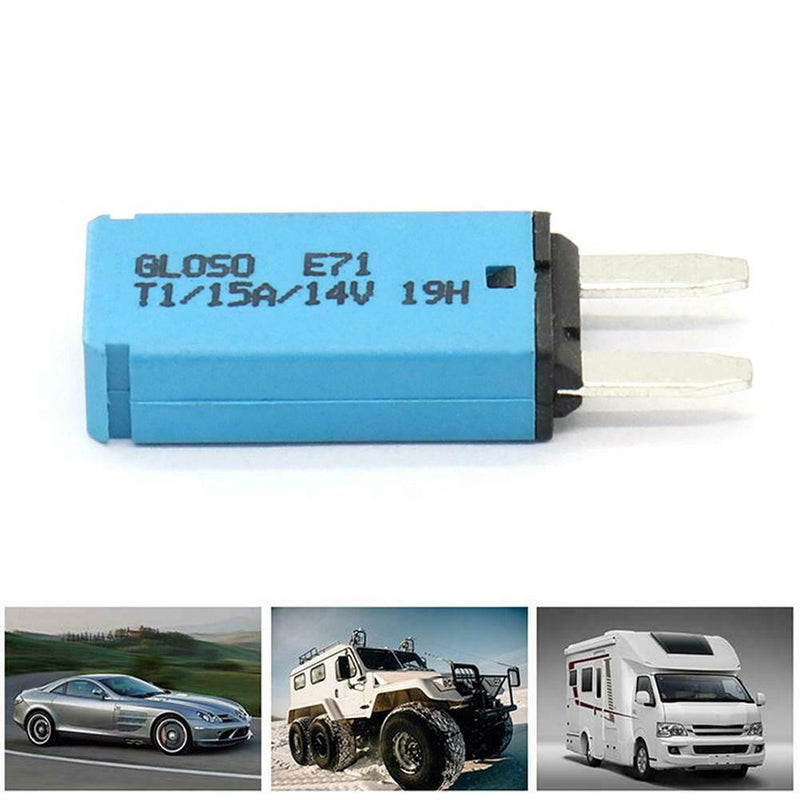 DC 14V Auto Reset Mini Circuit Breaker Blade Fuse for Car Boat(15A Blue)
