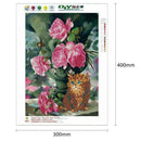 5D DIY Diamond Painting Pink Flowers Cat Cross Stitch Embroidery Rhinestone