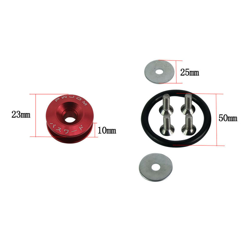 1-Set JDM Universal Quick Release Fasteners Red Kit Fit For Bumper & Trunk Hatch