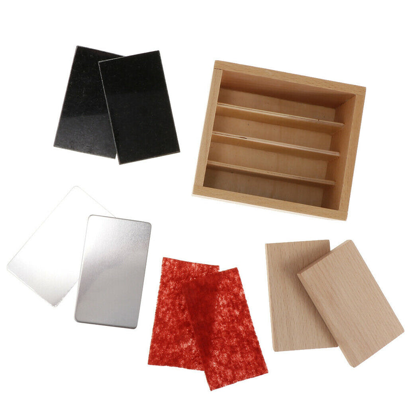 Montessori Rial Material Thermic Tactile Sense Tablets In Wooden Box 12x12x7cm