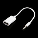 3.5mm Male AUX Jack Splits Dual Female Headphone Audio Adapter Car Cable