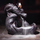 Glazed Chinese Dragon Backflow Incense Burner Cones Stick Holder Ornament a