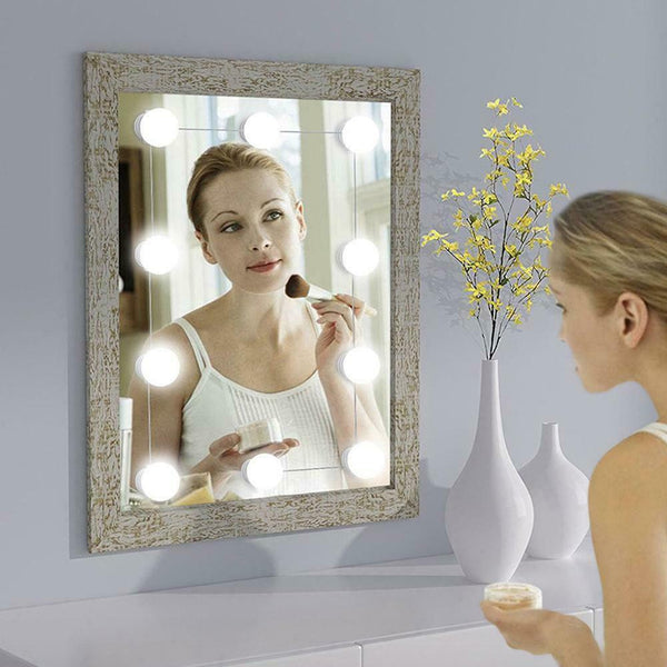 LED Hollywood Makeup Vanity Mirror Lights Dressing Table Dimmable 10 Bulbs Kit