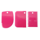 3 PLASTIC CAKE SCRAPERS FONDANT BAKING PLAIN SMOOTH JAGGED EDGE(rose Red) J8Y7