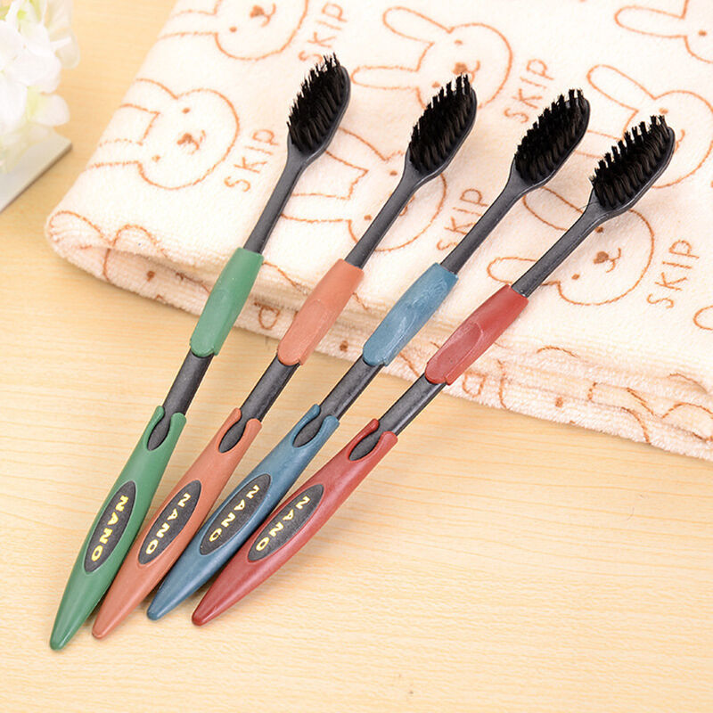 4 Pcs Bamboo Ultra Oral Dental Soft Care Charcoal Toothbrush Nano-Brush-Healt