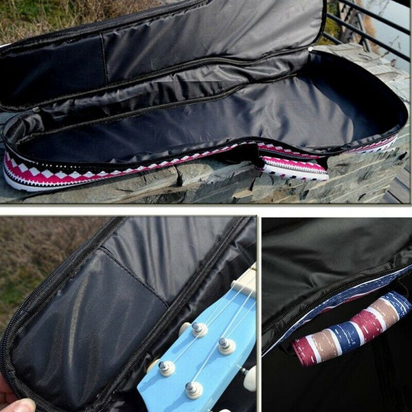23/24 Inch Double Strap Hand Folk Ukulele Carry Bag Cotton Padded Case For