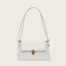 Women Solid Color Shoulder Bag PU Leather Tote Messenger Handbag (Beige)