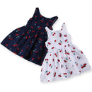 Girls Summer Dress Girl A Line Dress O-Neck Short Sleeeve Cherry Print Bow