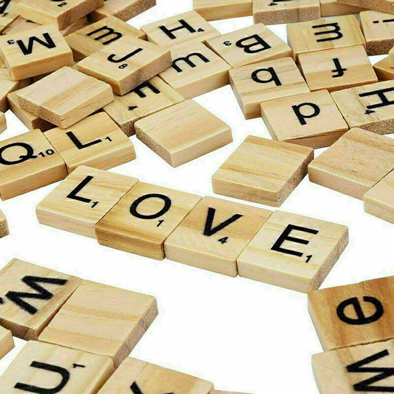 100pcs DIY English Words Wood puzzle Tiles Letter  NumberAlphabet Scrabbles W3R3