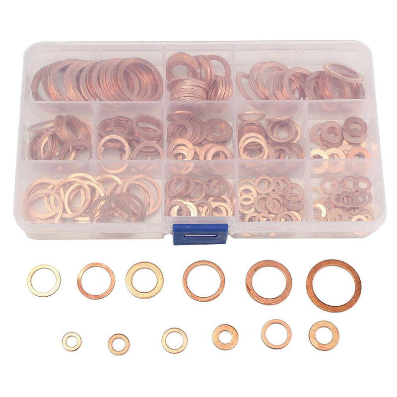 M5-M14 Copper Oil Seal Washer Gasket Flat Assorted w/ Box Set Hardware Parts
