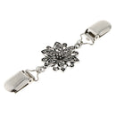 Ladies Sweater Shawl Dress Cardigan Collar Clip Flower Pattern Filigree Clip