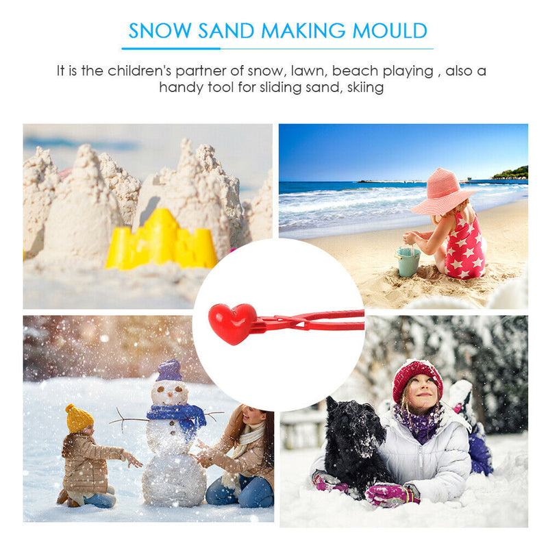 Kids Outdoor Sand Snow Ball Mold Toys Love Heart Shaped Snowball Maker Clip