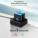 Dual Battery Charger USB C + Micro USB Input for GoPro Hero 9 Hero9 Black A
