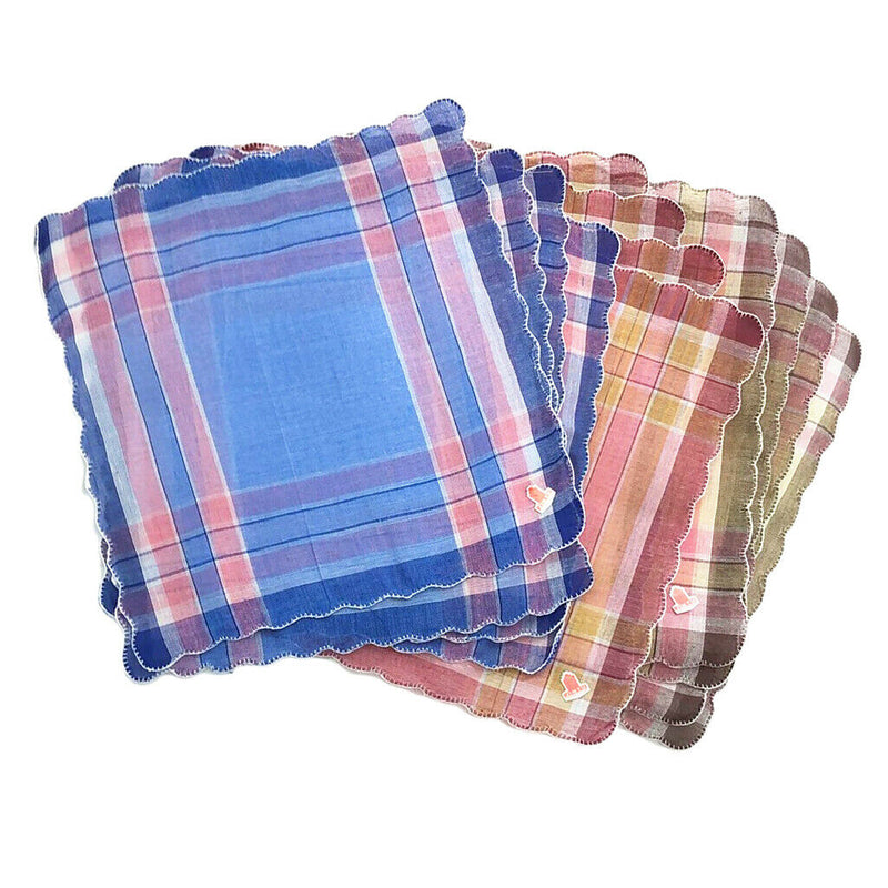 12 Mixed Pack Womens Classic Soft Handkerchiefs Plaid  Square Kerchief