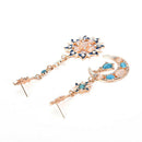 Fashion star sun and moon crystal diamond stud pendant beautiful earrings 3c