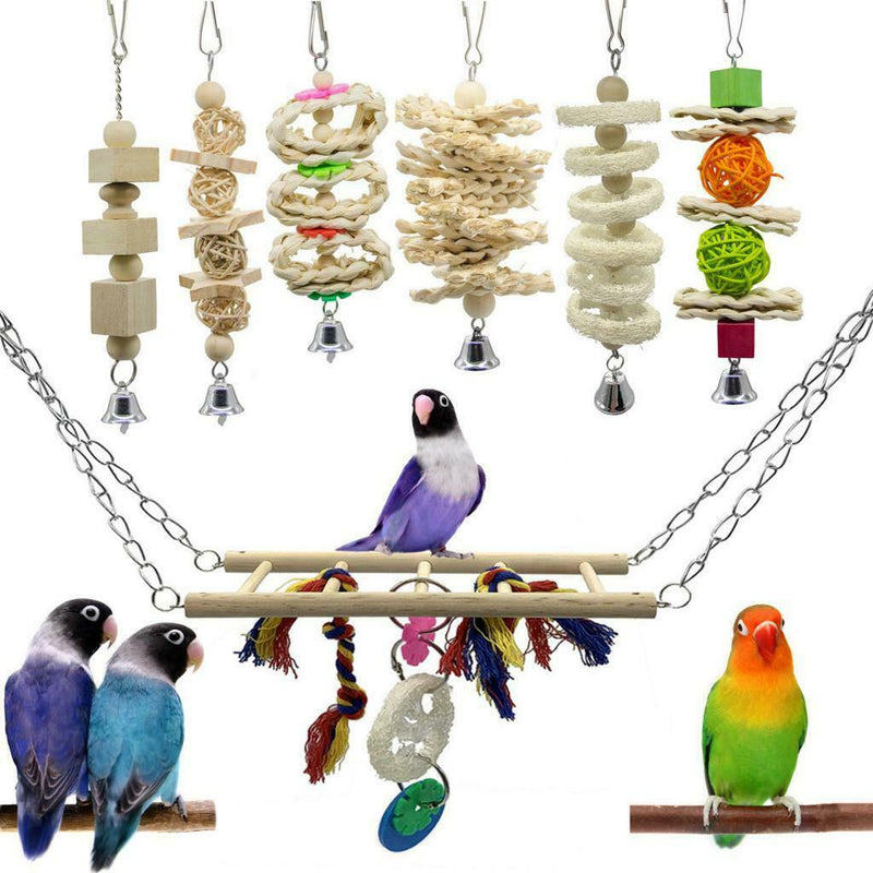 7x BIRDS CHEW TOYS CAGE HANGING SWING LADDER TOYS FOR SMALL TO LARGE PARROTS