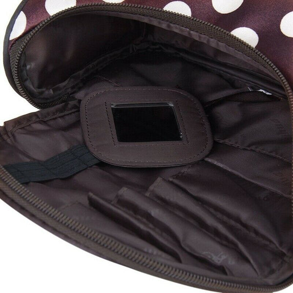 Coffee Small White Polka Dot Dual Zipper Cosmetic Bags Toiletry Makeup Bags A1L8