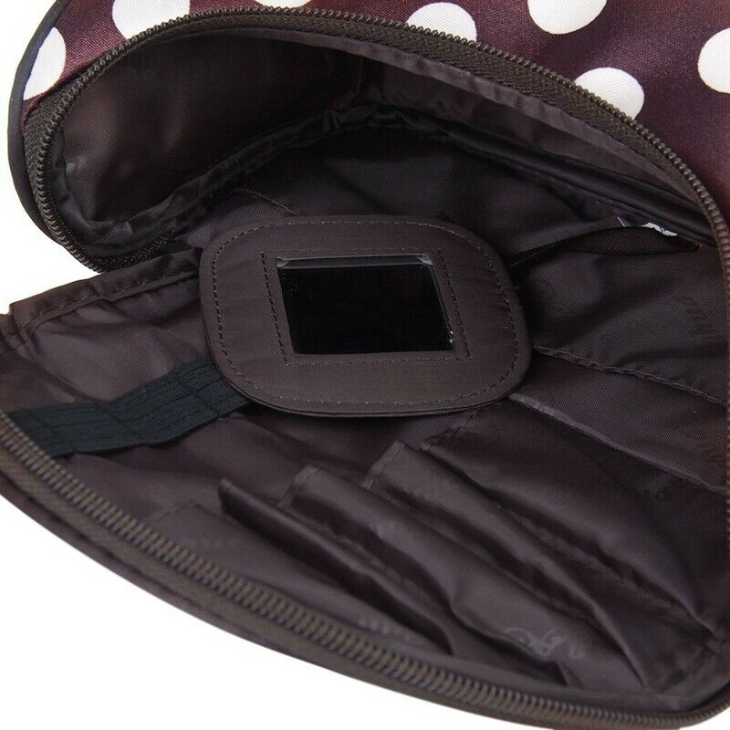 Coffee Small White Polka Dot Dual Zipper Cosmetic Bags Toiletry Makeup Bags A1L8