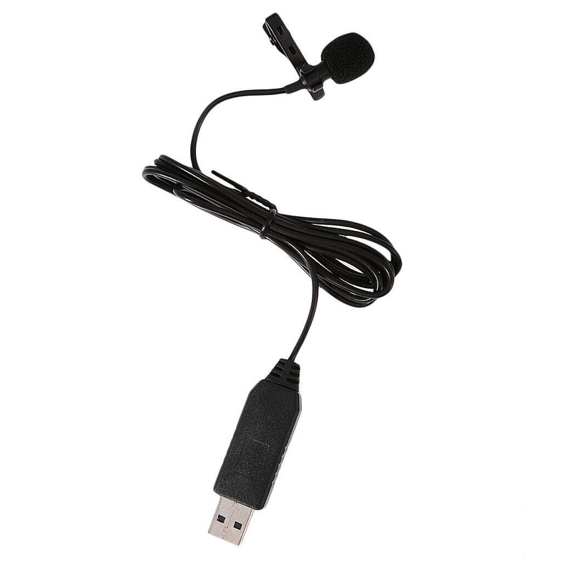 Professional Tie-clip Lavalier Lapel USB Microphone Mic Black For Laptop