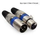8pcs 4 Male 4 Female XLR 3Pin Plug Microphone Audio Cable Connector Adapter