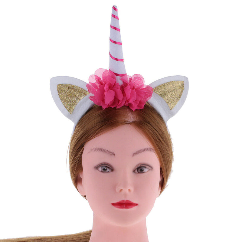 Unicorn Horn Headband Fancy Dress Adults Girls Party Flower Hairband Red