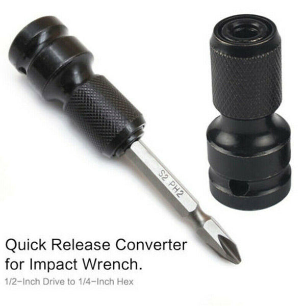 1/2'' Square to 1/4'' Adapter 1/2"Drive to1/4"Hex Shank Socket Converter 50mm TR