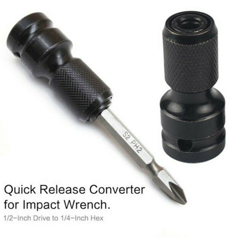 1/2'' Square to 1/4'' Adapter 1/2"Drive to1/4"Hex Shank Socket Converter 50mm TR