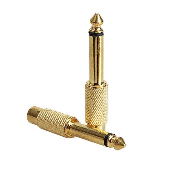 2pcs 6.35mm 1/4inch Male Mono Plug To RCA Female Audio Adapter Connector A