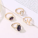 3pcs/set Water Drop Zircon Geometric Ring Women Knuckle Rings Jewelry Gift