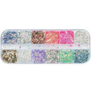 Mixed Hexagon Nail Dust Sets Glitter Mermaid Sequin Gel Decoration 12 Colors