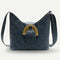 Retro Women Messenger Bag Leather Lattice Shoulder Bucket Handbag (Blue)