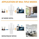 1200Mbps 2.4 / 5GHz 4 Antenna Wifi Repeater & Router Wireless Extender Home