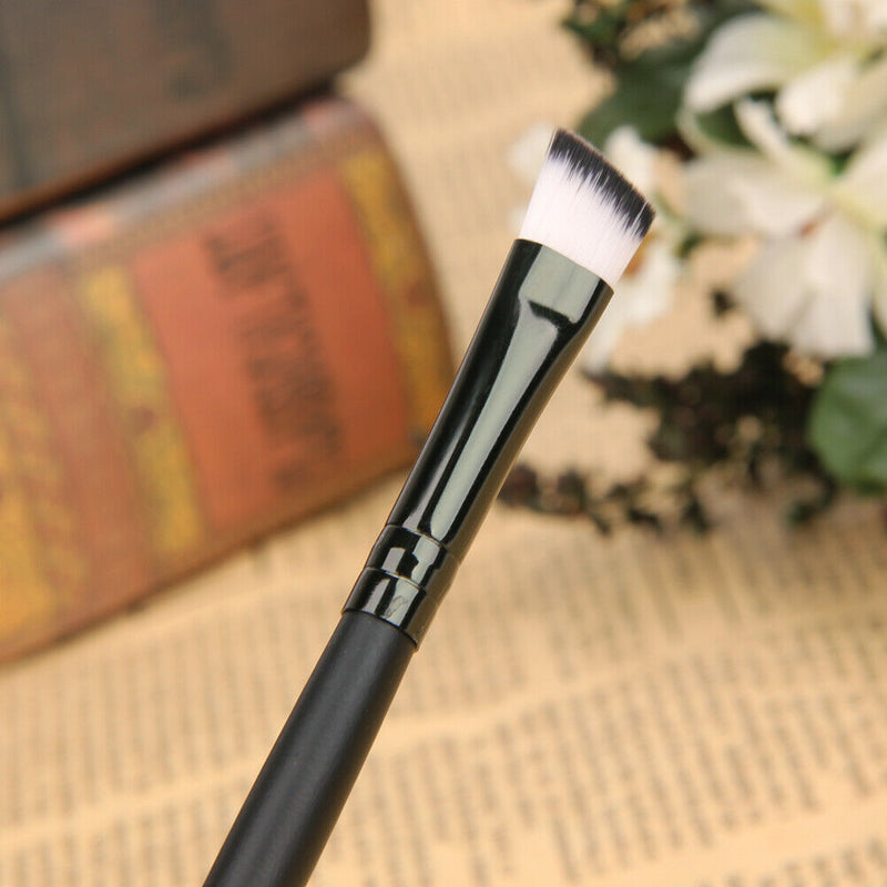 Professional Bevel Angle Eyebrow Brush Eyeliner Cosmetic Tool (Black)
